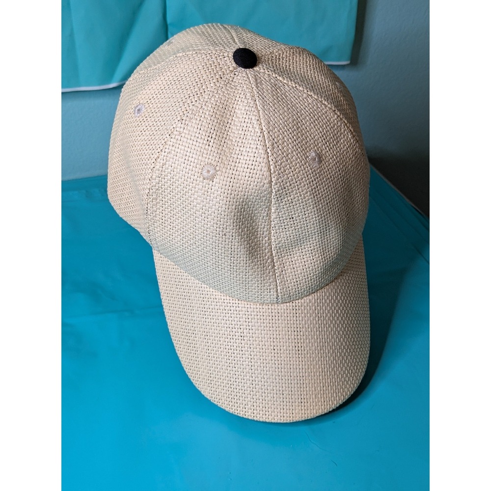 Tan Woven Straw Baseball Cap Adjustable Strapback Sun Hat Beige